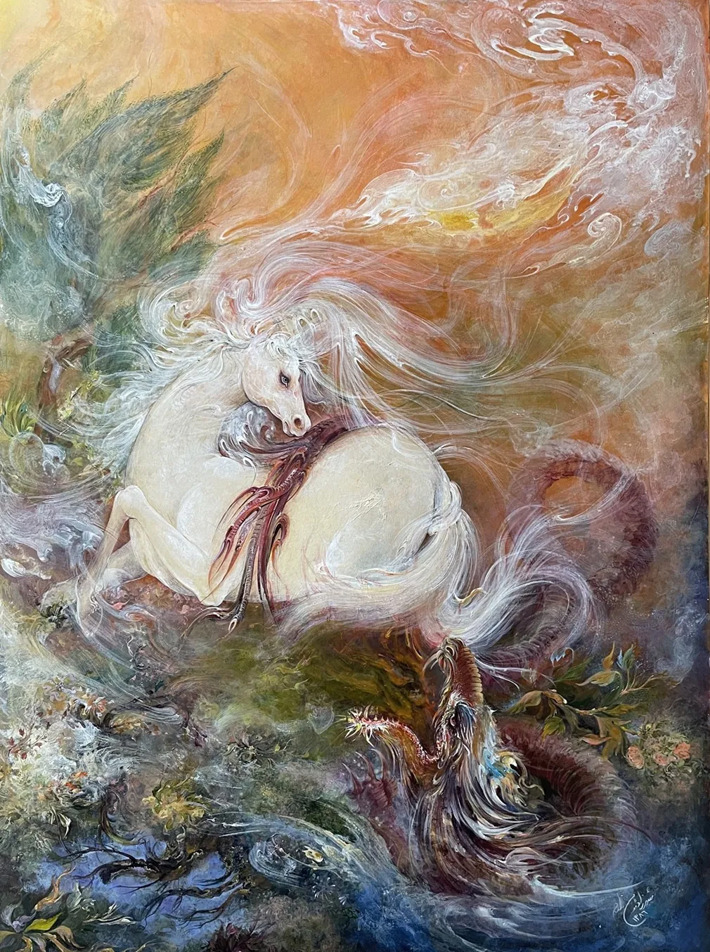 Painting titled Battle of Dawn by Shahrzad