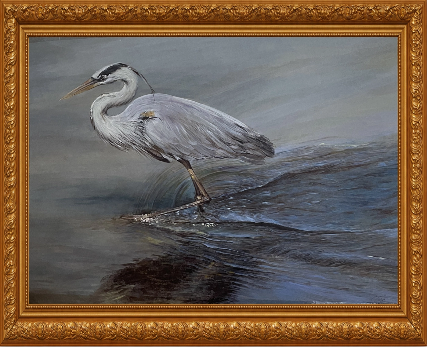 Crane Bird, an acrylic painting by Shahrzad