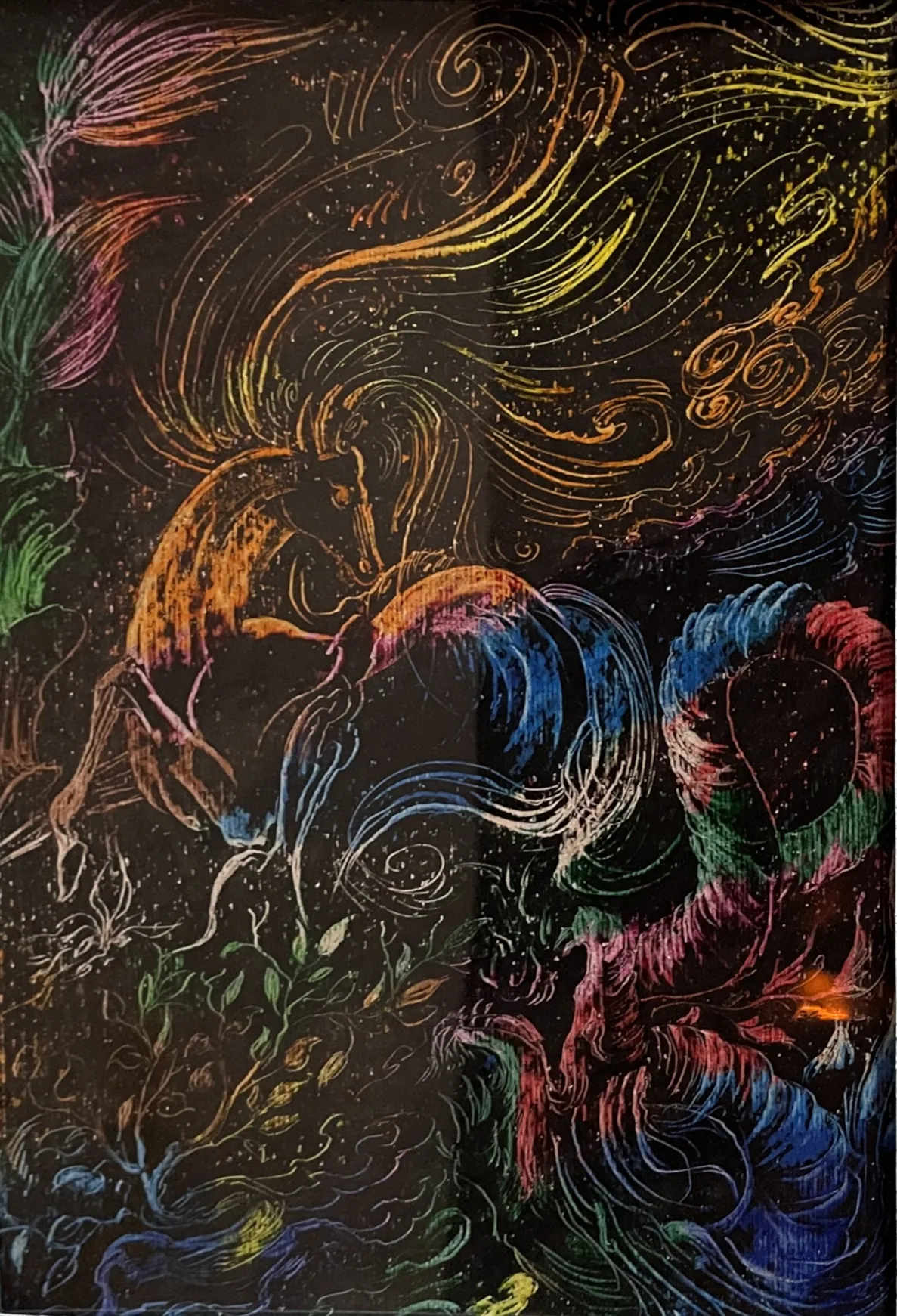 Painting titled Untitled - Scratchboard 2 by Shahrzad