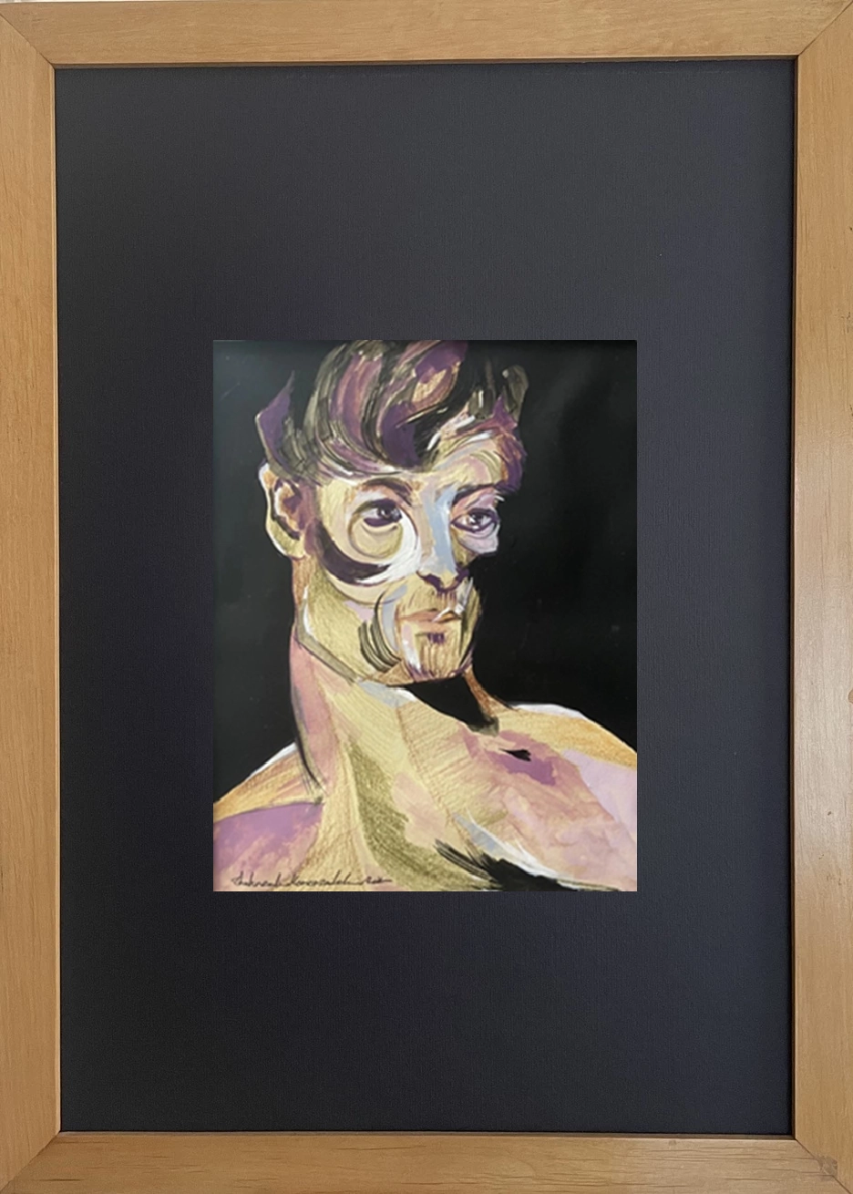 Mixed media painting titled Untitled - Portrait 1 by Shahrzad