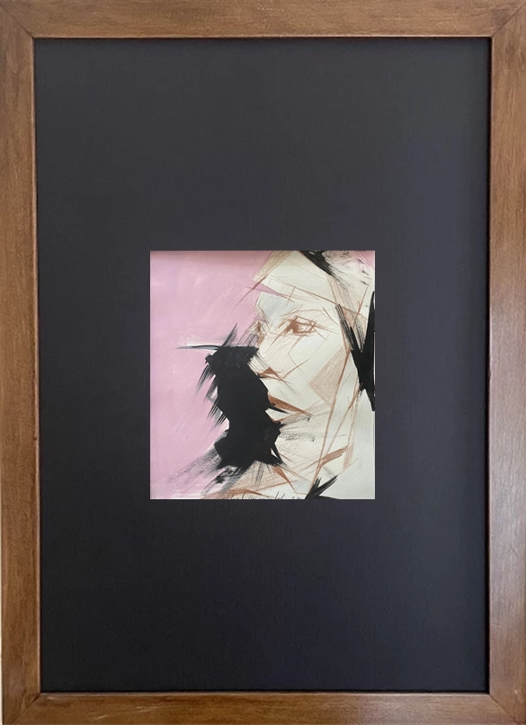 Mixed media painting titled Untitled - Portrait 2 by Shahrzad